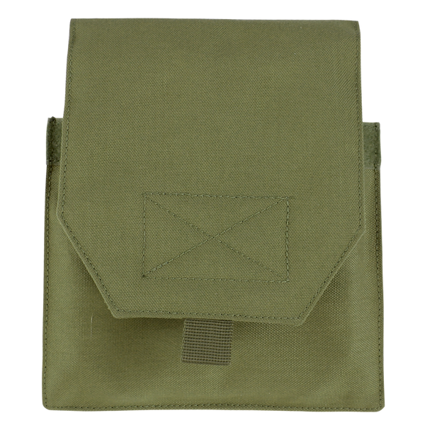 A front-facing photo of the Condor VAS Side Plate Insert (Pair), shown in a closed olive green nylon pouch with hook-and-loop flap, ideal for EDC or First Responders, set against a white background.