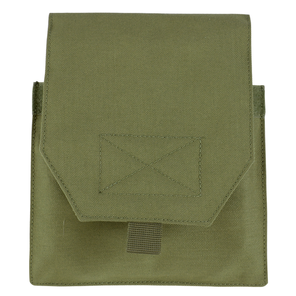 A front-facing photo of the Condor VAS Side Plate Insert (Pair), shown in a closed olive green nylon pouch with hook-and-loop flap, ideal for EDC or First Responders, set against a white background.