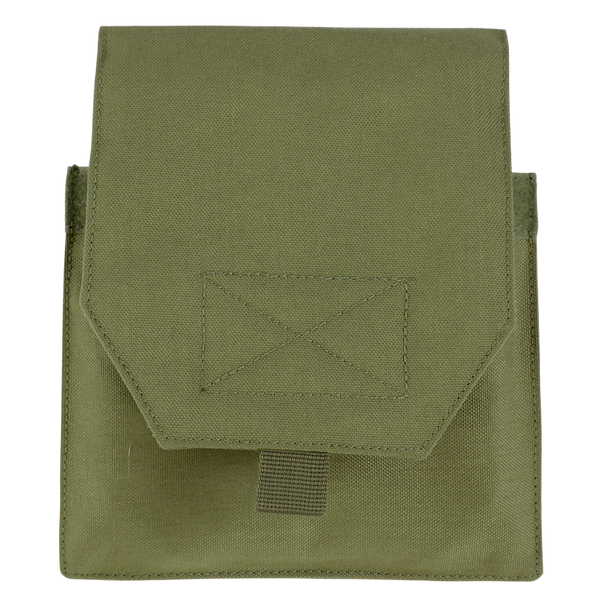 A front-facing photo of the Condor VAS Side Plate Insert (Pair), shown in a closed olive green nylon pouch with hook-and-loop flap, ideal for EDC or First Responders, set against a white background.