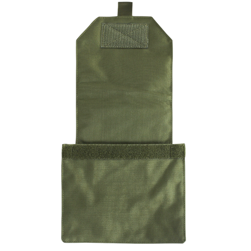 The Condor VAS Side Plate Insert (Pair) is an olive green, rectangular fabric pouch with a flap opening and hook-and-loop fasteners on both the flap and the pouch body.