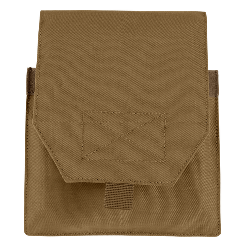 The Condor VAS Side Plate Insert (Pair) is a tan tactical pouch made of durable fabric with a hook-and-loop flap cover, ideal for military or law enforcement use.