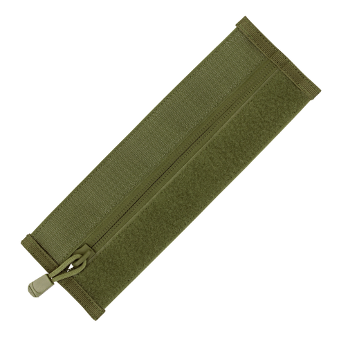 The Condor VAS Zipper Strips in Olive Drab are fabric pouches with center zipper strips and reinforced edges, perfect for attaching to Condor vests or plate carrier panels.