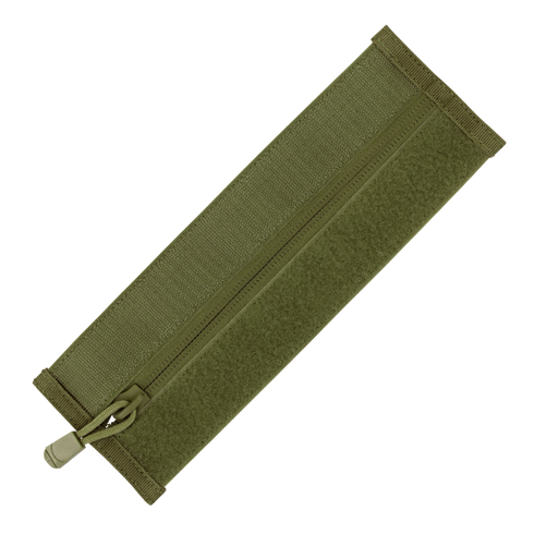 The Condor VAS Zipper Strips in Olive Drab are fabric pouches with center zipper strips and reinforced edges, perfect for attaching to Condor vests or plate carrier panels.