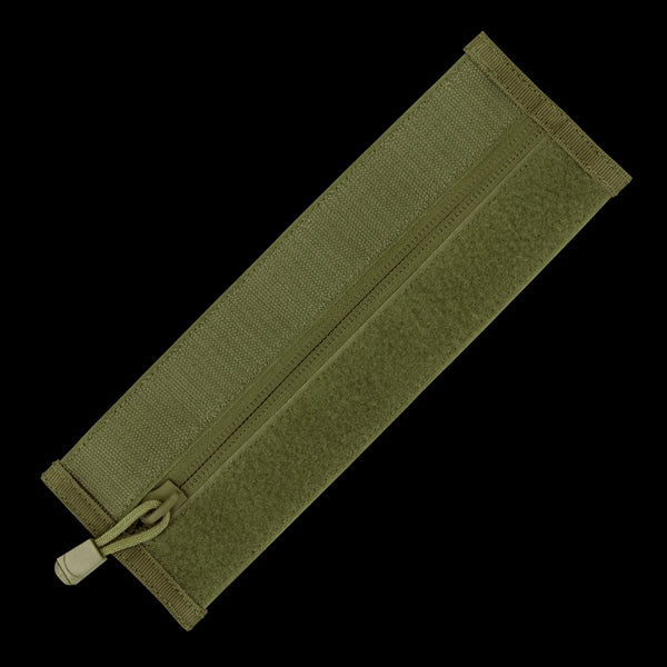 The Condor VAS Zipper Strips in Olive Drab are fabric pouches with center zipper strips and reinforced edges, perfect for attaching to Condor vests or plate carrier panels.