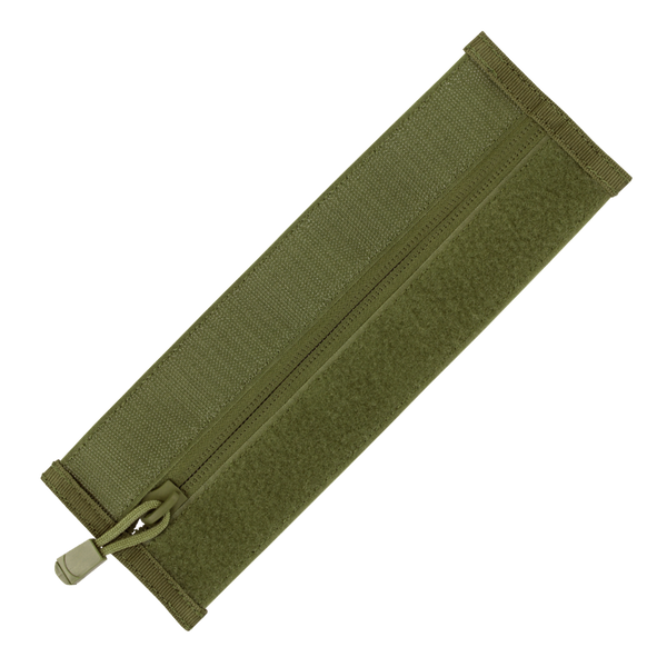The Condor VAS Zipper Strips in Olive Drab are fabric pouches with center zipper strips and reinforced edges, perfect for attaching to Condor vests or plate carrier panels.