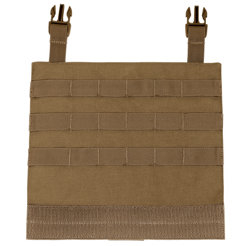 Condor VAS Modular Panel | SALE: Tan tactical MOLLE panel featuring horizontal webbing and two adjustable buckle straps at the top.