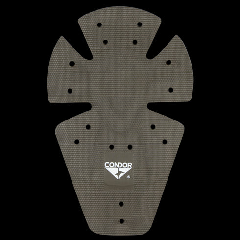 A pair of Condor Knee Pad Pro Inserts with a textured surface and multiple rivets, designed for enhanced protection when used with tactical gear.