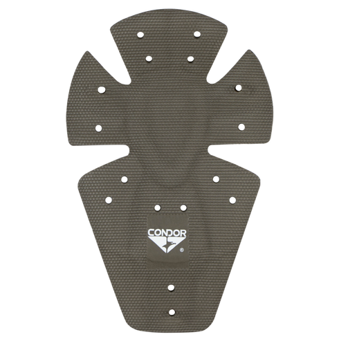 A pair of Condor Knee Pad Pro Inserts with a textured surface and multiple rivets, designed for enhanced protection when used with tactical gear.