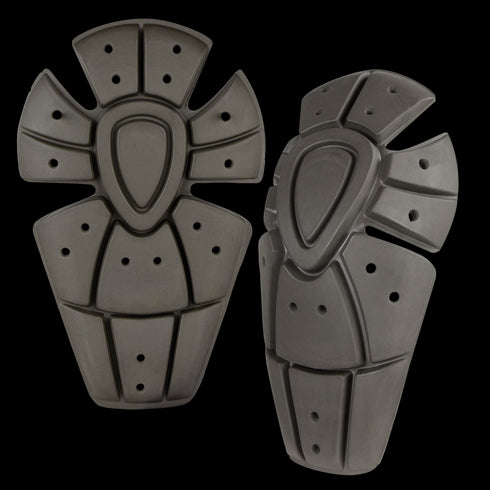 Two Condor Knee Pad Pro Inserts, black with segmented design and multiple ventilation holes, are positioned side by side on a white background.