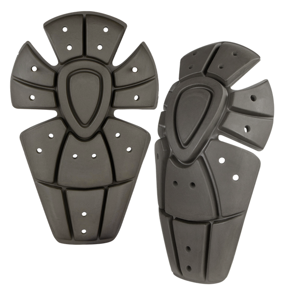 Two Condor Knee Pad Pro Inserts, black with segmented design and multiple ventilation holes, are positioned side by side on a white background.
