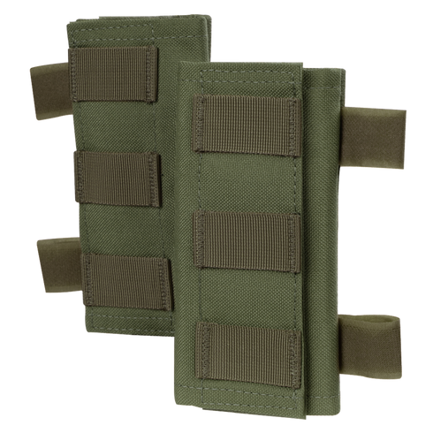 The Condor Shoulder Pad PC is a green fabric pouch with horizontal straps and Velcro closures, ideal for military or law enforcement, and perfect for EDC on tactical gear or backpacks.