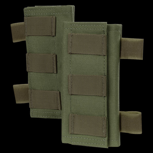The Condor Shoulder Pad PC is a green fabric pouch with horizontal straps and Velcro closures, ideal for military or law enforcement, and perfect for EDC on tactical gear or backpacks.