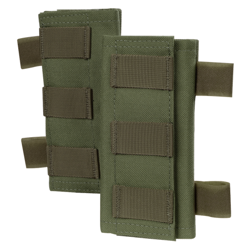 The Condor Shoulder Pad PC is a green fabric pouch with horizontal straps and Velcro closures, ideal for military or law enforcement, and perfect for EDC on tactical gear or backpacks.