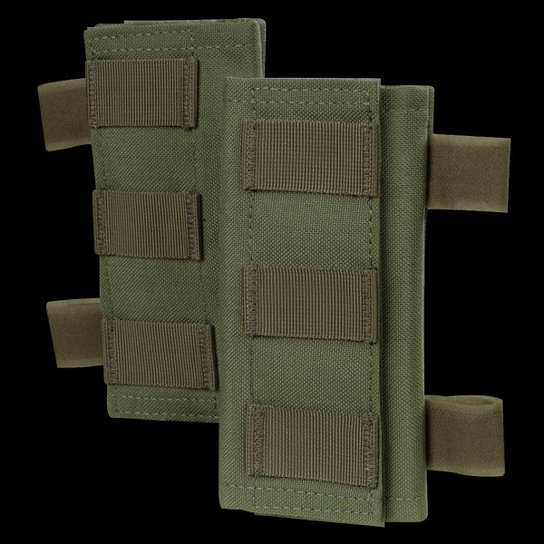 The Condor Shoulder Pad PC is a green fabric pouch with horizontal straps and Velcro closures, ideal for military or law enforcement, and perfect for EDC on tactical gear or backpacks.