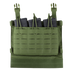 The Condor VAS Triple Mag Panel is a green tactical gear pouch for military or law enforcement, featuring three black rifle magazines in the front compartment secured by elastic cords.