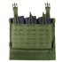 The Condor VAS Triple Mag Panel is a green tactical gear pouch for military or law enforcement, featuring three black rifle magazines in the front compartment secured by elastic cords.
