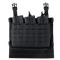 The Condor VAS Triple Mag Panel is a black tactical chest rig with three rifle magazine pouches, each secured by elastic bungee retention cords, ideal for law enforcement or shooting range use.