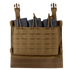 The Condor VAS Triple Mag Panel is a tan tactical chest rig for first responders, holding three black rifle magazines with elastic retention straps inside the front pouch.