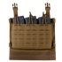 The Condor VAS Triple Mag Panel is a tan tactical chest rig for first responders, holding three black rifle magazines with elastic retention straps inside the front pouch.