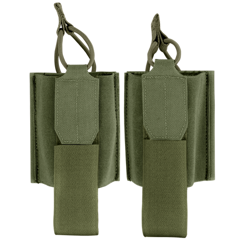 Two Condor VAS Wing Pouches in olive green, featuring elastic holders and pull tabs for small gear or magazines—perfect for EDC or law enforcement—are shown against a white background.