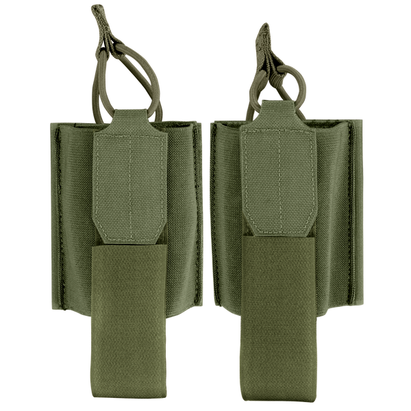 Two Condor VAS Wing Pouches in olive green, featuring elastic holders and pull tabs for small gear or magazines—perfect for EDC or law enforcement—are shown against a white background.