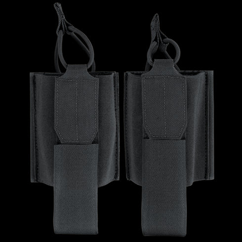 Two Condor VAS Wing Pouches, black nylon with retention straps and vertical belt loops, ideal for law enforcement or military use, shown side by side.