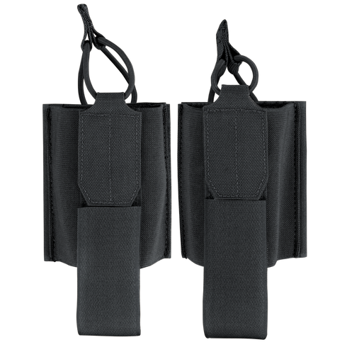 Two Condor VAS Wing Pouches, black nylon with retention straps and vertical belt loops, ideal for law enforcement or military use, shown side by side.