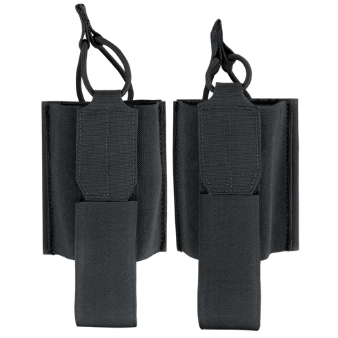 Two Condor VAS Wing Pouches, black nylon with retention straps and vertical belt loops, ideal for law enforcement or military use, shown side by side.