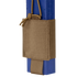 The Condor VAS Wing Pouch, made from tan tactical nylon, securely holds a blue training magazine with an adjustable cord—ideal for military or first responders.