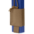 The Condor VAS Wing Pouch, made from tan tactical nylon, securely holds a blue training magazine with an adjustable cord—ideal for military or first responders.