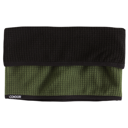 The Condor Reversible Gaiter features a black upper half and olive green lower half, with a Condor label on the bottom left corner.