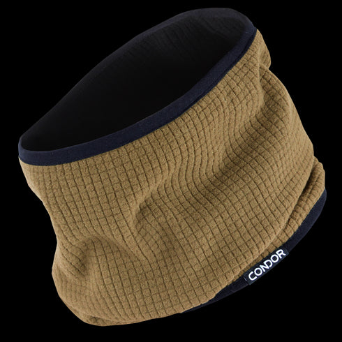 The Condor Reversible Gaiter features a brown textured design with black trim and a Condor label, ideal for bushcraft adventures. Shown on a white background.