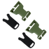 Two olive drab VAS QD Buckles by Condor, along with two black plastic inserts, displayed on a white background.