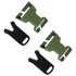 Two olive drab VAS QD Buckles by Condor, along with two black plastic inserts, displayed on a white background.