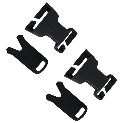 Four Condor VAS QD Buckles in black, each with matching male and female parts, are arranged on a white background.