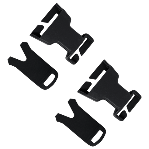 Four Condor VAS QD Buckles in black, each with matching male and female parts, are arranged on a white background.