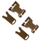 Four Condor VAS QD Buckles in coyote brown, along with two matching flat pieces, are arranged on a white background.