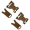 Four Condor VAS QD Buckles in coyote brown, along with two matching flat pieces, are arranged on a white background.