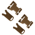 Four Condor VAS QD Buckles in coyote brown, along with two matching flat pieces, are arranged on a white background.