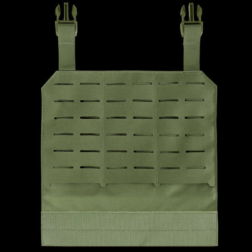 The Condor LCS VAS Molle Panel in olive green features slots, straps, and two quick-release buckles at the top. Now on SALE.