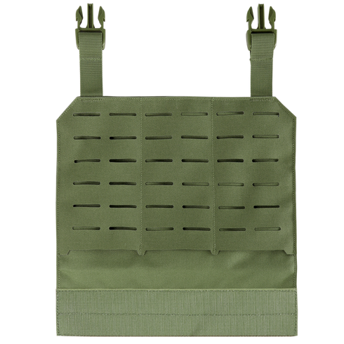 The Condor LCS VAS Molle Panel in olive green features slots, straps, and two quick-release buckles at the top. Now on SALE.