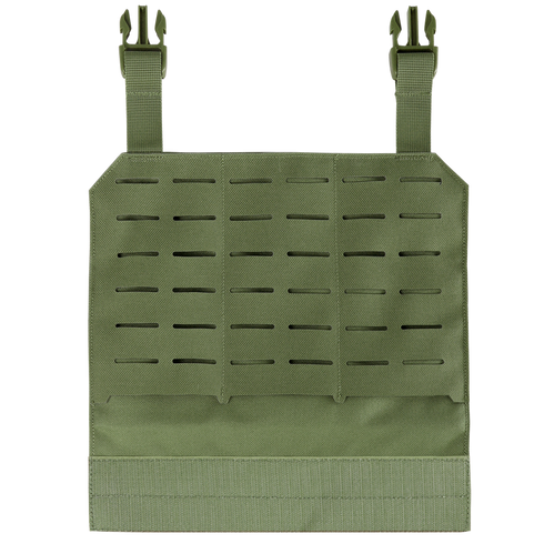The Condor LCS VAS Molle Panel in olive green features slots, straps, and two quick-release buckles at the top. Now on SALE.