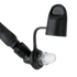 Close-up of the Condor Hydration Carrier - MultiCam Black nozzle, featuring a transparent tip and hinged cap, designed for tactical liquid dispensing or inflation by first responders or law enforcement.