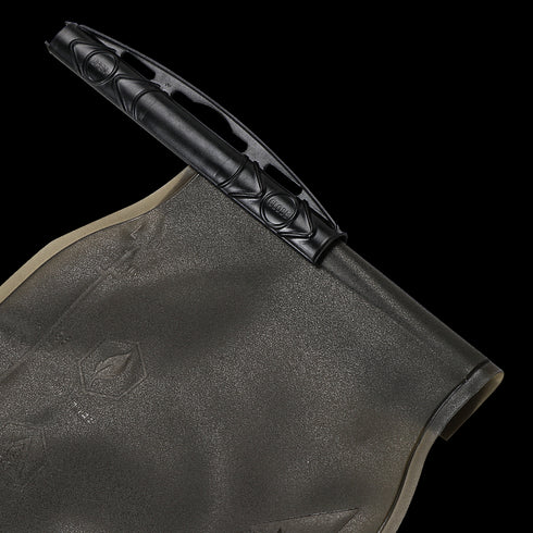 Close-up of the Condor Hydration Carrier in MultiCam Black, featuring a textured design, set against a striped background.