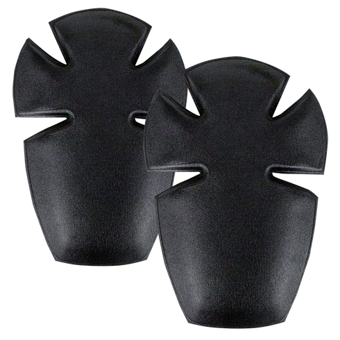 Two black, curved Condor Elbow Pad Inserts with cross-shaped cutouts, designed for insertion into clothing or gear for added protection—ideal for First Responders or Law Enforcement.