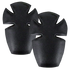 Two black, curved Condor Elbow Pad Inserts with cross-shaped cutouts, designed for insertion into clothing or gear for added protection—ideal for First Responders or Law Enforcement.