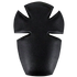 A black, shield-shaped Elbow Pad Insert by Condor with four curved notches—resembling law enforcement emblems—set against a transparent background.