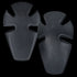 Two black, symmetrical Condor Knee Pad Inserts with groove cutouts, made of plastic, are shown side by side on a transparent background—ideal for EDC or first responder gear.