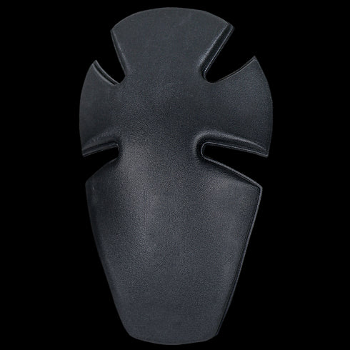 Condor Knee Pad Inserts are black, contoured hard plastic pads with a curved shape and three deep grooves—ideal for joint protection in sports, motorcycling gear, or added safety for First Responders and Law Enforcement.
