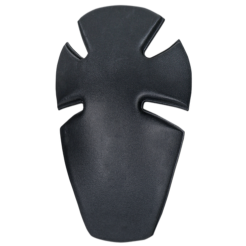 Condor Knee Pad Inserts are black, contoured hard plastic pads with a curved shape and three deep grooves—ideal for joint protection in sports, motorcycling gear, or added safety for First Responders and Law Enforcement.